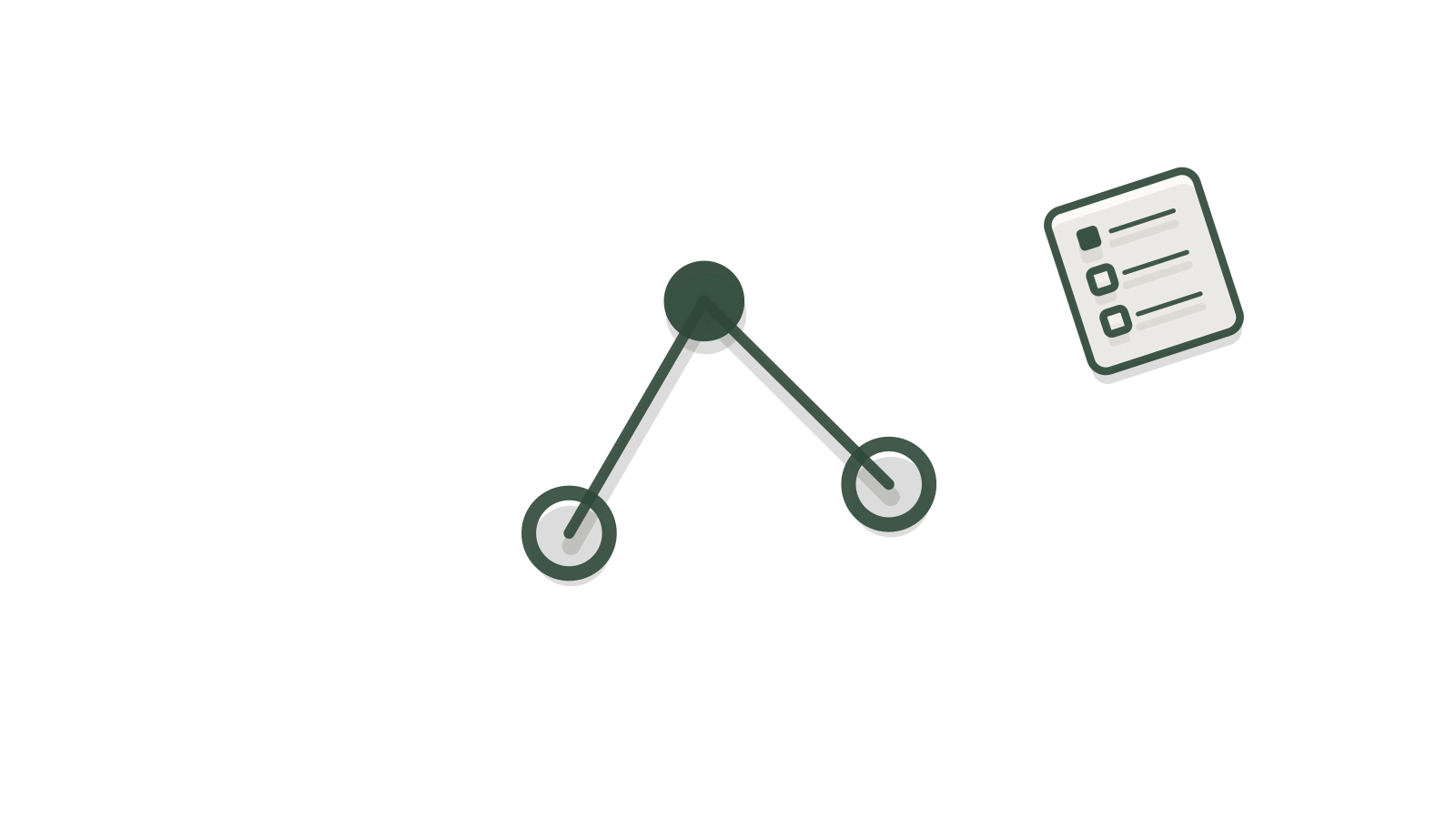 Illustration of an AI workflow: three connected steps beside a checklist with the first item done