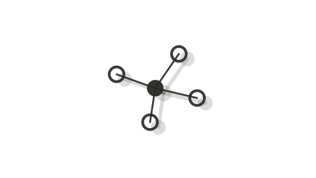 A single dot-network sculpture with a long shadow, representing AI work scored against a quality rubric.