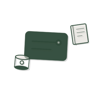 Blank appointment cards and a hand bell on a clinic counter, showing front-desk admin handled calmly.