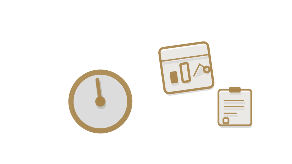 A brass dial, dashboard tile and clipboard together, showing a combined competitor profile taking shape.