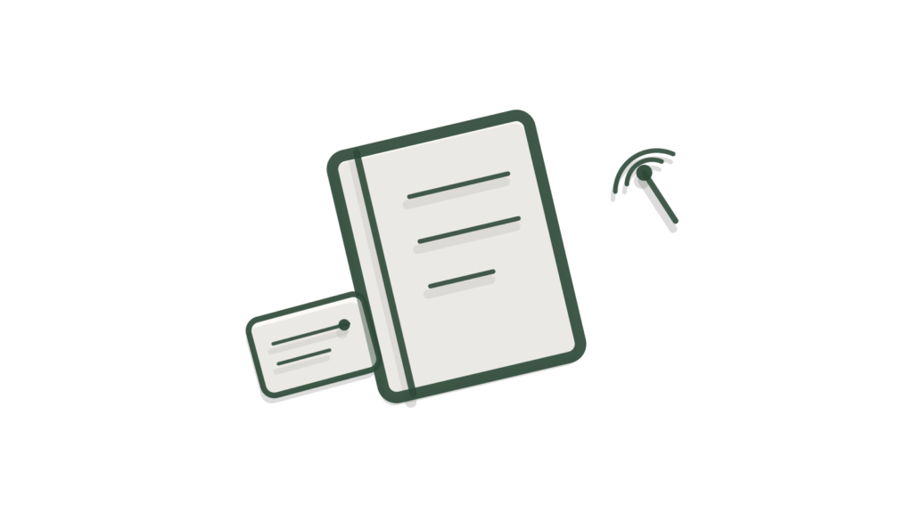 A paper notebook and signal-tower charm layered in collage, suggesting signals picked up and logged over time.