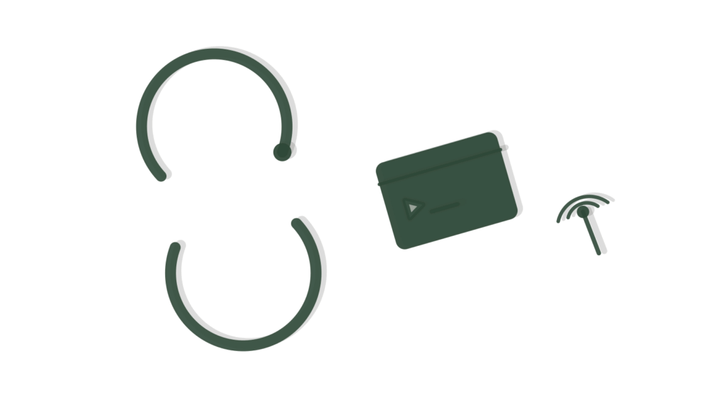 Sync arrows, a terminal card and a brass signal tower over a ledger edge, showing AI spend tracked.