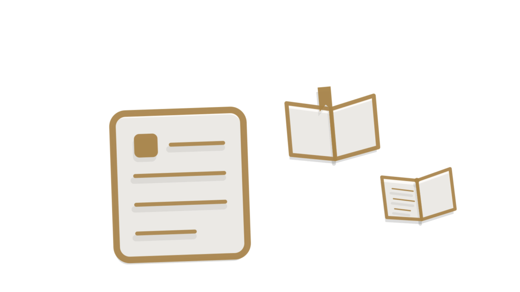 Open book, lined form and a brass bookmark tab, showing course questions answered from real materials.