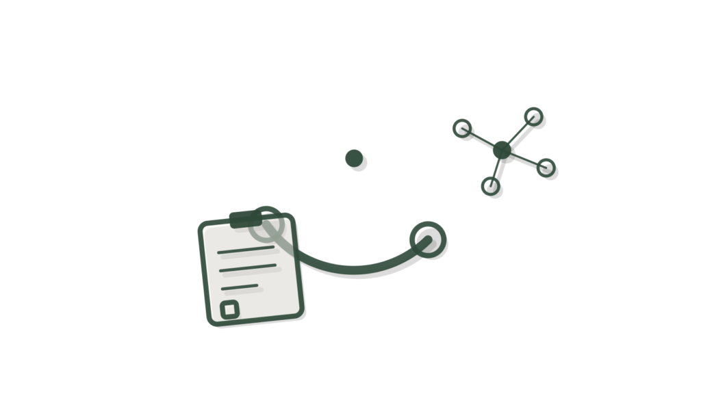 A paper receipt strip running under a brass bridge into a green tray, showing conversations carried into CRM records.