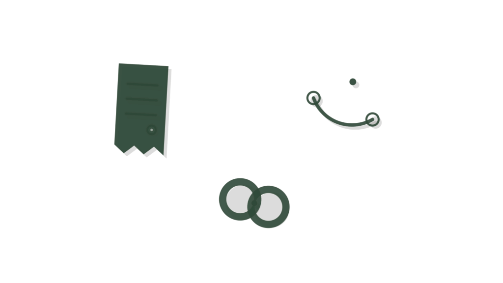 A box container, interlocking gears and a chain link on a desk, showing conversations fitted into CRM records.