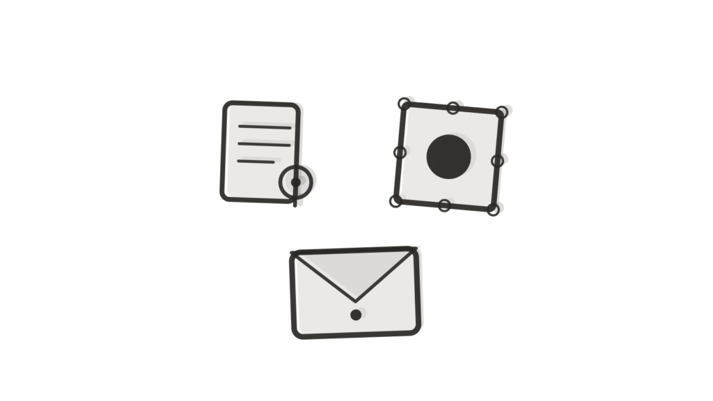 A thread spool, wax stamp and open envelope on cream paper, standing in for lifecycle messages drafted and ready to send.