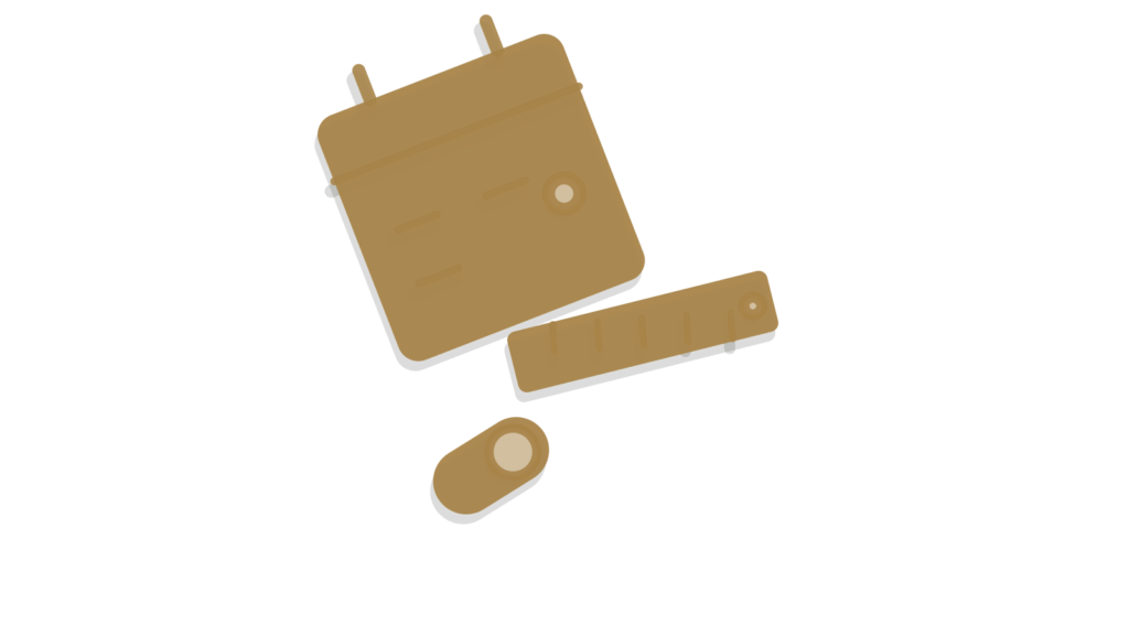 Isometric calendar page, brass ruler and toggle switch, standing in for account playbooks tracked and actioned over time.