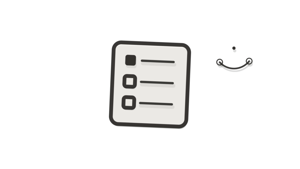 A checklist card beneath a wooden bridge arc, one record carried across to the next system.