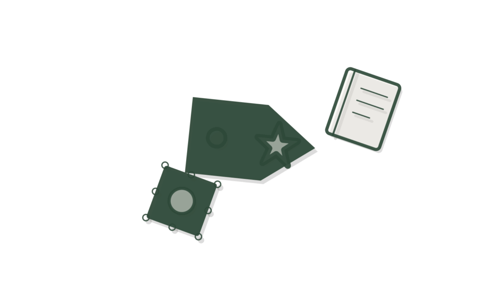 Paper cut-out of a forked path with a clip and a notebook near one branch, standing for a document sent to the right place.