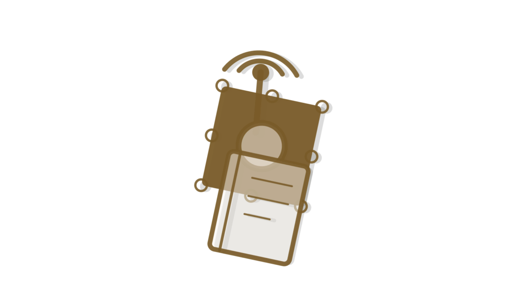 Brass stamp beside stationery and a signal tower ornament, showing replies drafted and ready to send.
