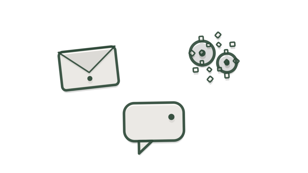 Three paper trays in a row with a card sorted into one, showing service requests raised in the right queue.