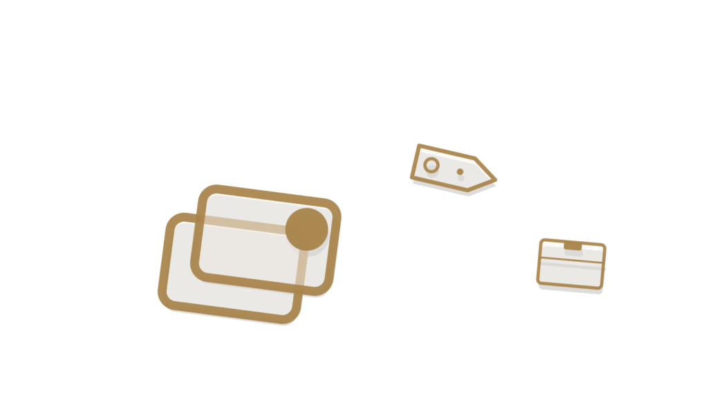 Checklist, luggage tag and open box representing in-stay guest requests answered and routed for a hotel.
