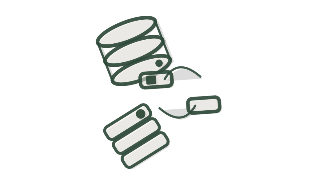 A brass magnifier over fanned index cards with three nudged forward, showing the best matches ranked from many files.