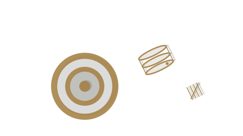 A target ring, wide database cylinder and tally counter arranged together, representing stock forecast ahead of time.