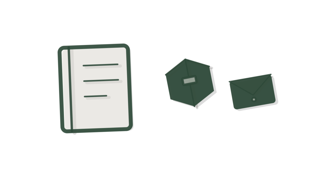 A delivery box beside a clipboard and tied paper slips, showing carrier invoices matched to the shipments they bill.