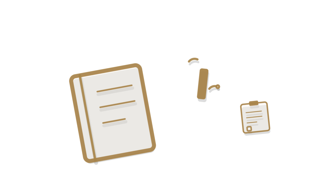 A wrench beside a neat row of brass nuts and a tag card, standing for invoice lines checked against parts data.