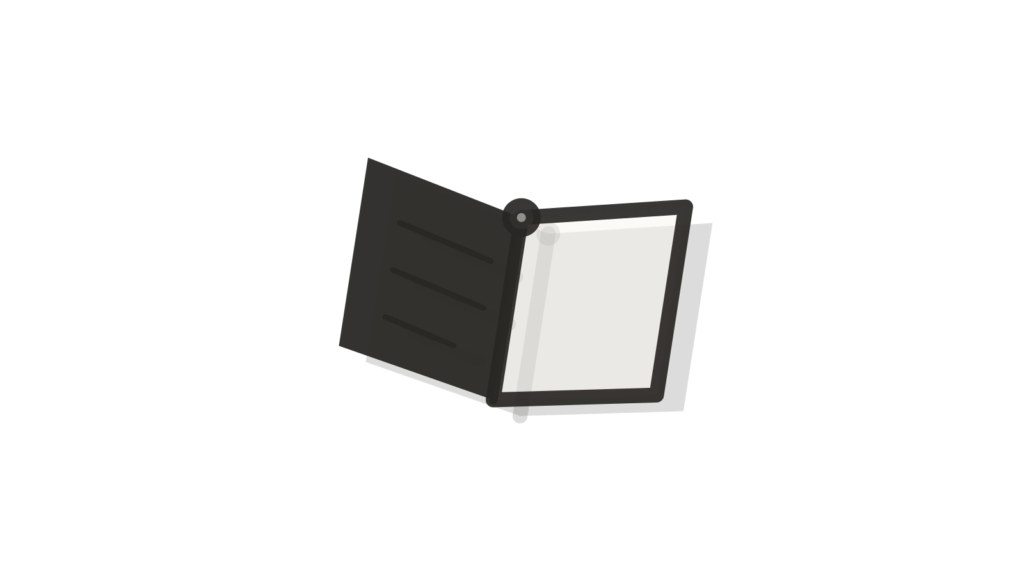 Nested card folders linked by a brass clip chain, with an envelope set aside, showing approved Drive files answered.