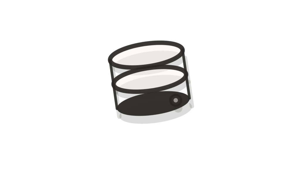 Single database cylinder casting a long shadow, standing for one decision point directing every request.