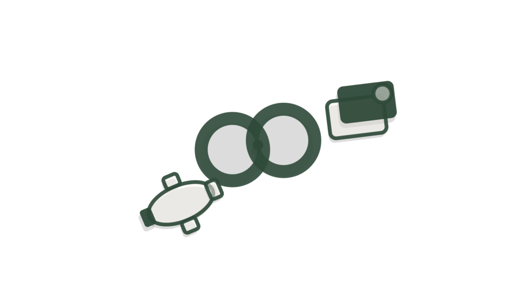 Cut-paper tags linked by a brass chain beside a checklist and a toggle, showing one policy answered in many languages.