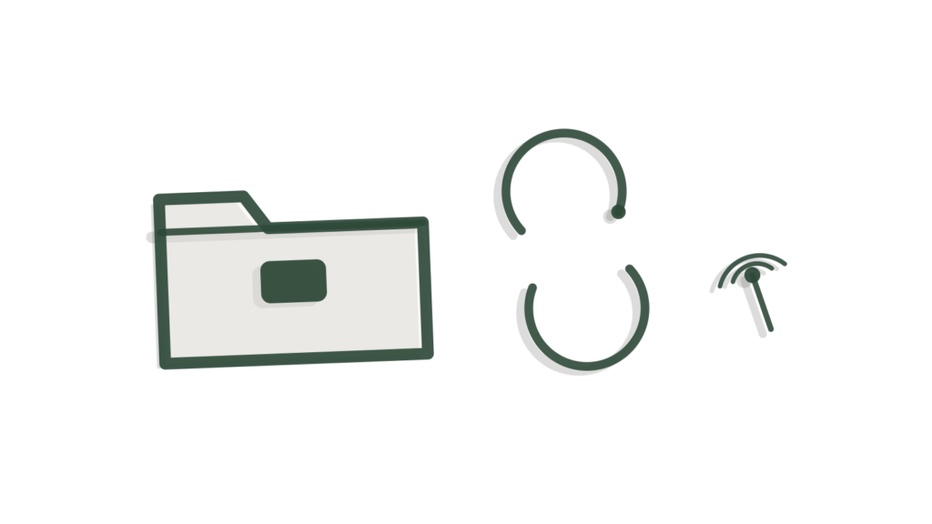Three brass rings with paper tags linked by a green cord, showing one issue routed to the chosen lists.