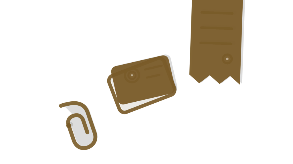 Brass clip holding a tray of papers at an angle over a curled receipt, standing for a complex PDF read cleanly.