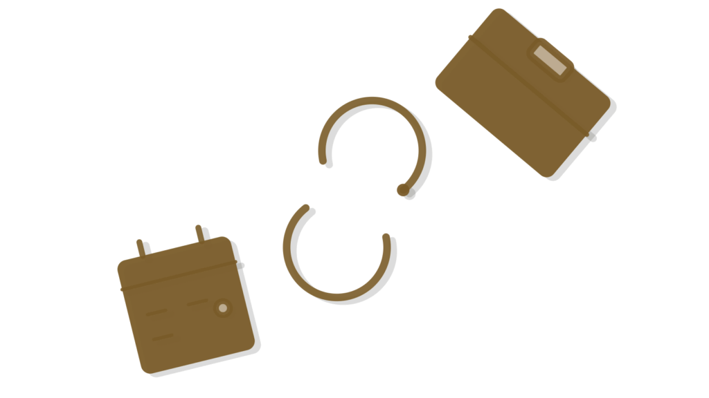 A calendar page, looping sync arrows and a small box in a diagonal stack, standing for a path built for each new user.