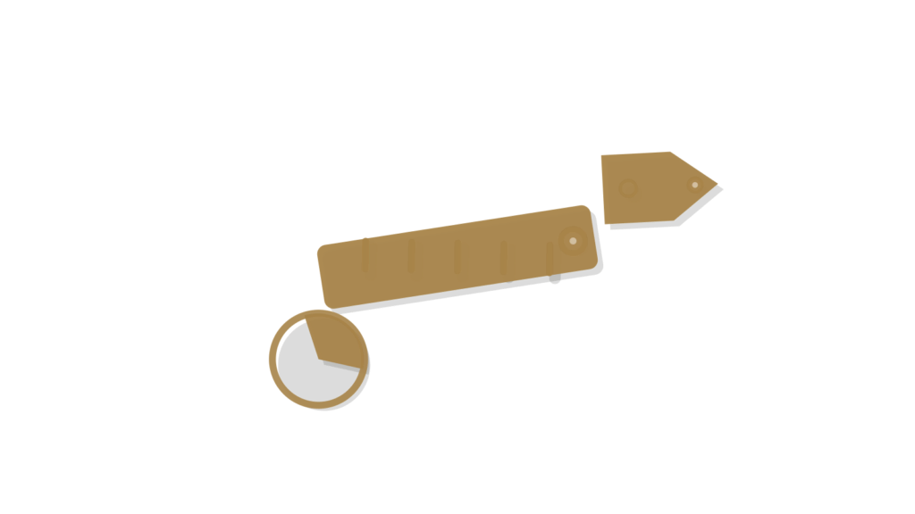 Two parcels with brass price tags joined by a green ribbon, showing a rival's price set beside your own.