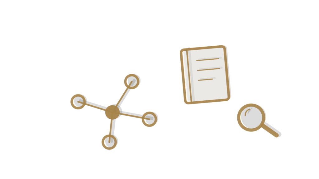 A pinned thread network, open notebook and magnifying glass, showing prices tracked over time.