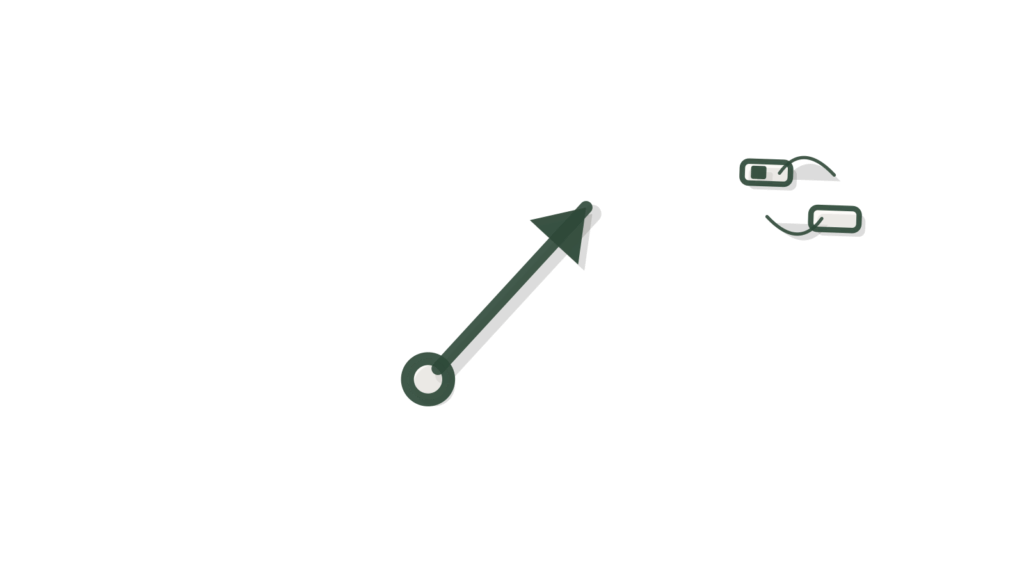 An abacus with one bead tied to a small brass bell, showing a stalled issue flagged to the person who can move it.