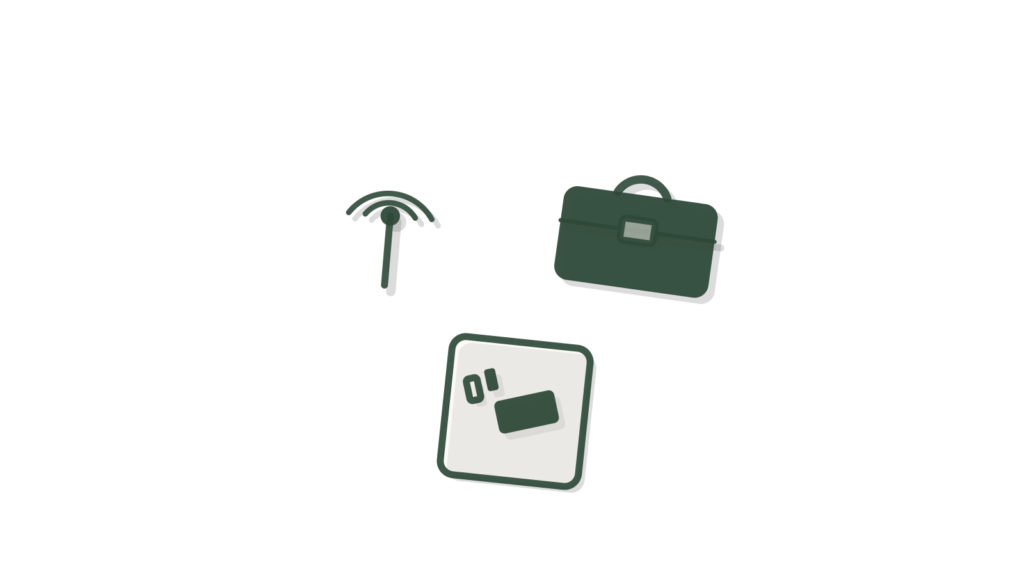 Stepped cream tiles with a brass tag at the top beside a folded note, showing internal stages rewritten as a client update.