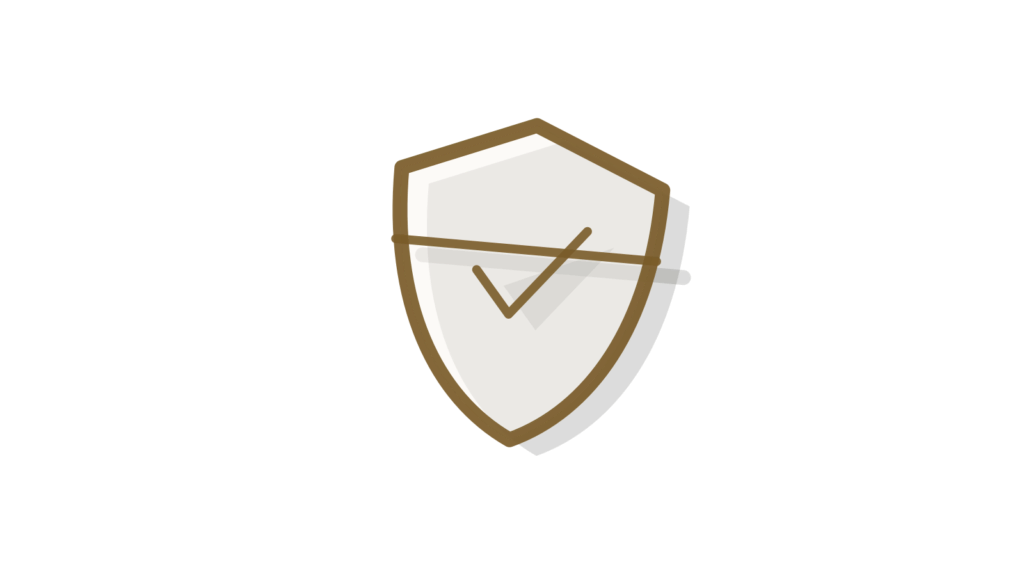 A single shield casting a long shadow, showing a narrow, always-on line of defense.