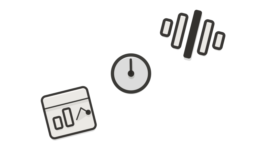 A dashboard tile, brass dial and sound-wave strip stacked diagonally, showing regulatory updates tracked.