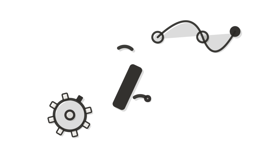A slider control over a brass wrench with a trail of linked dots, showing scattered site updates joined into one report.