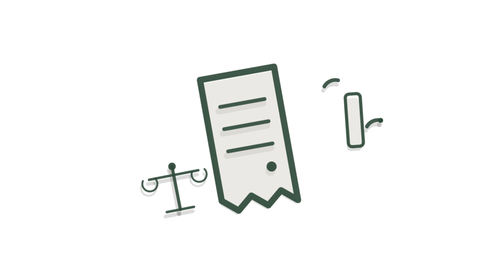 A receipt, wrench and scale balance in cut-paper collage, standing for a service call turning into a booked appointment.