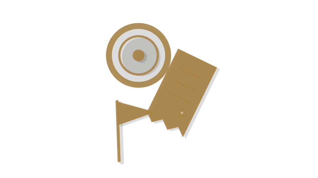 Stacked coins, a receipt and a small flag marker, showing a sales pitch turned into a ready video.
