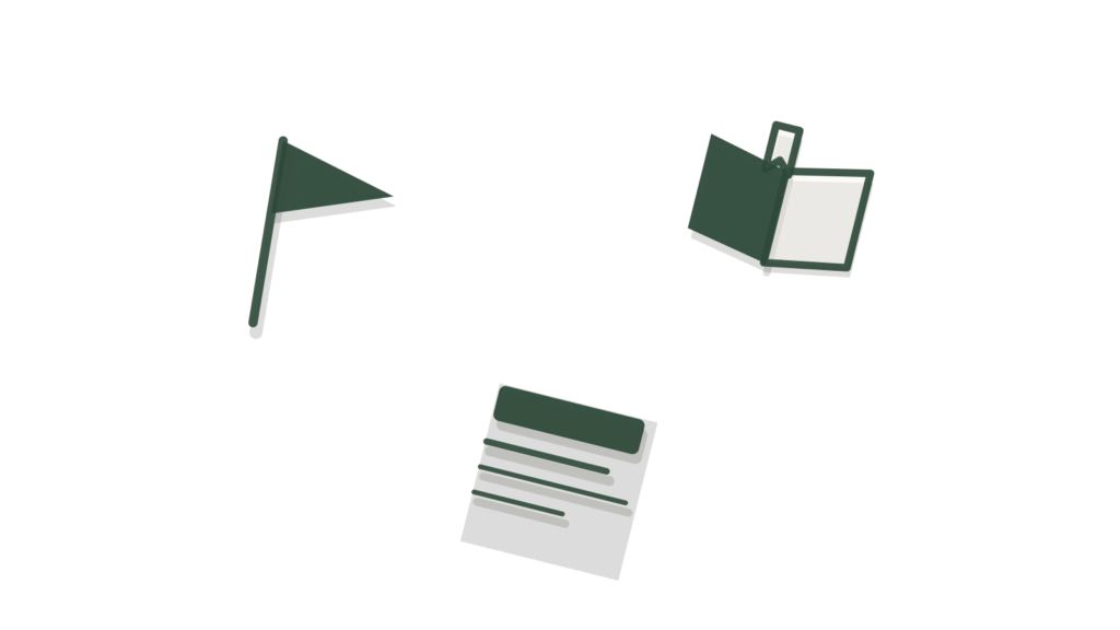 A tabbed course binder under a brass desk lamp with a green ribbon, showing course pages made clearer for learners.