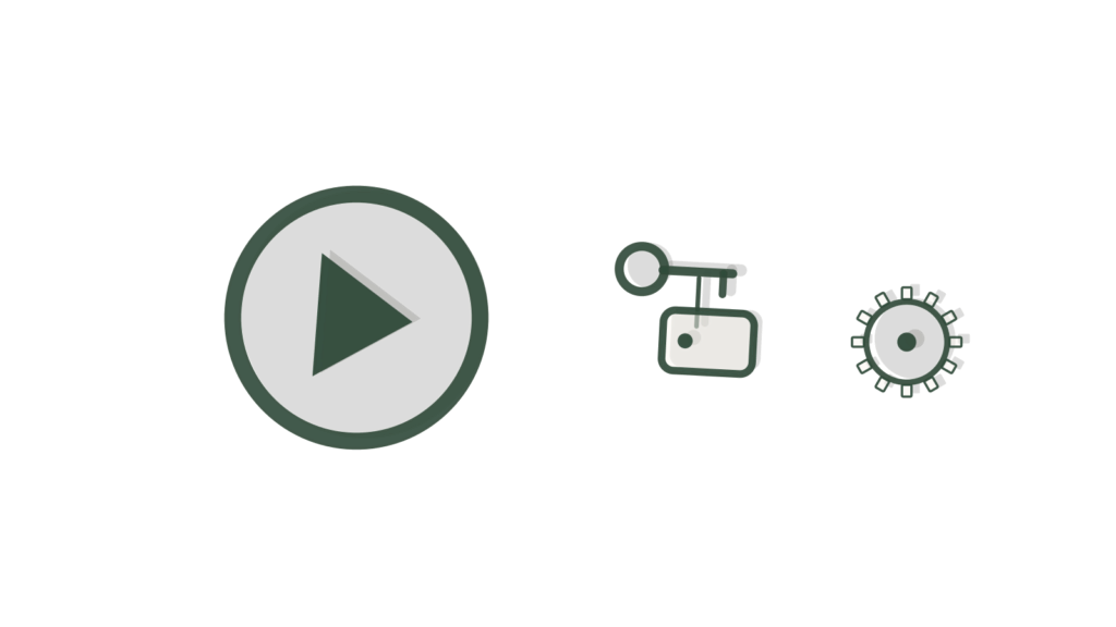 Three house blocks with a brass map pin and a curving green road, showing agency pages made easier to find.