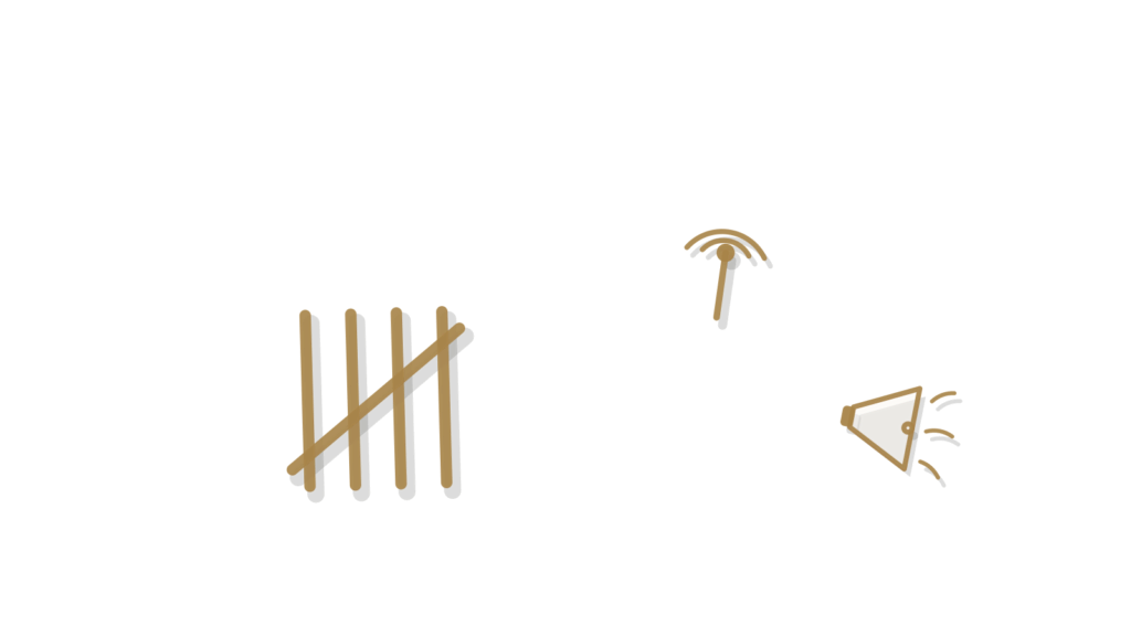 A tally stick, a brass signal tower and a paper megaphone, showing a recurring SEO cycle in motion.