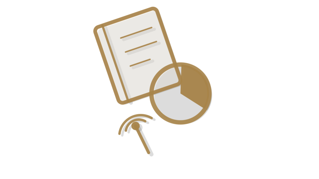 A brass signal tower standing between a notebook and a chart disc, showing conversations gathered into a brief.
