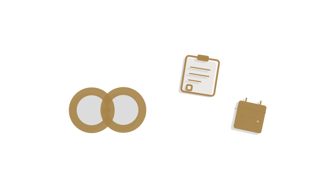 A brass chain link looped around a clipboard over a calendar page, showing posts connected straight to a channel.