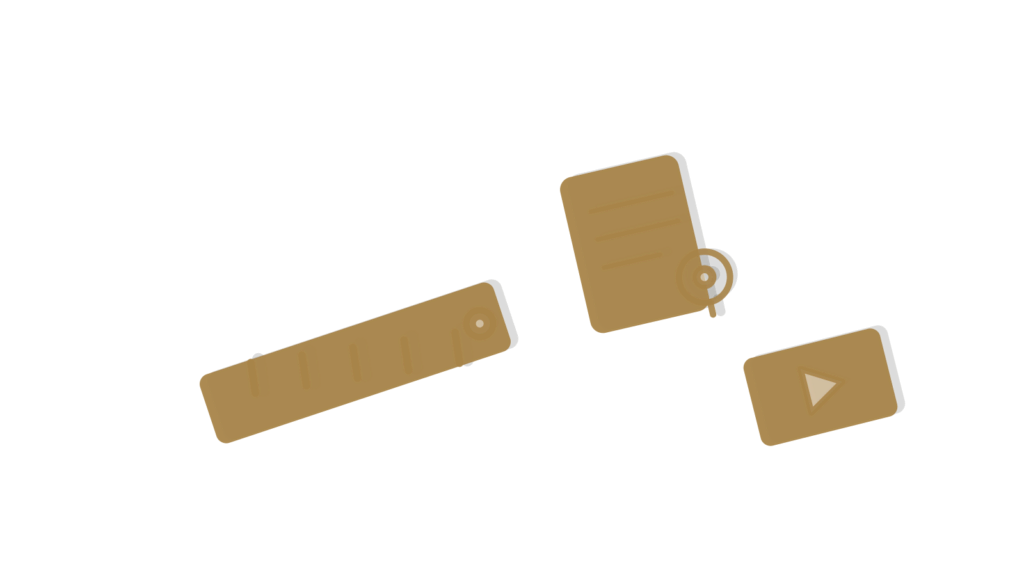 Ruler, pennant flag and recording-frame card arranged together, standing in for a procedure turned into a document.