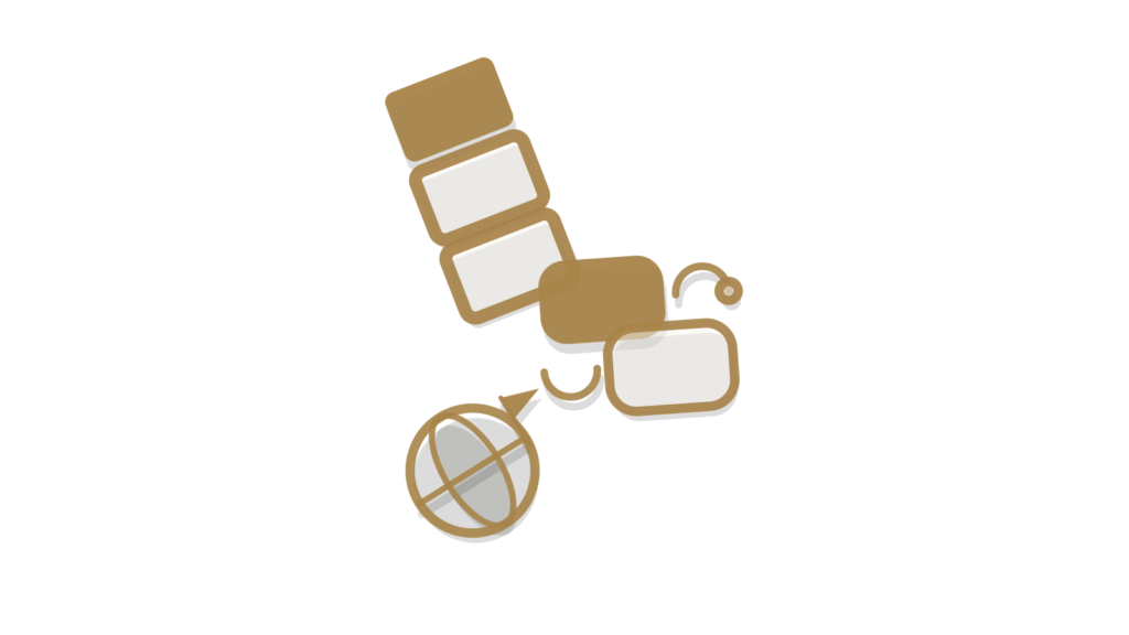 A cursor mark, a brass dial and a green paint dab arranged isometrically, showing a help article being drafted.