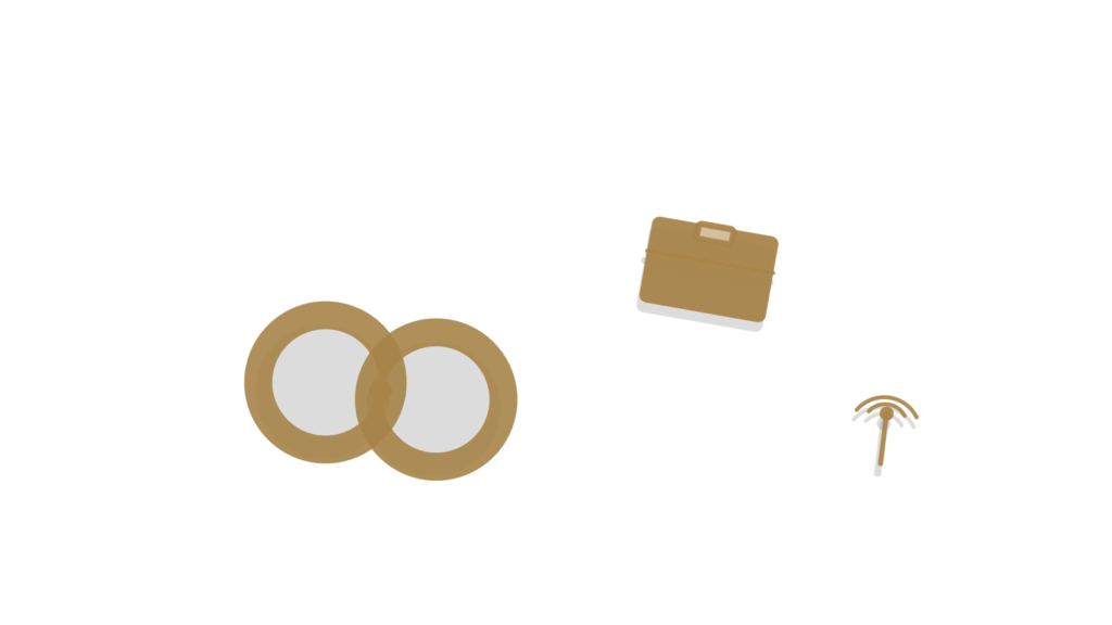 Chain links, a small box and a signal tower in a three-quarter still life, standing for new tests linked to existing code.