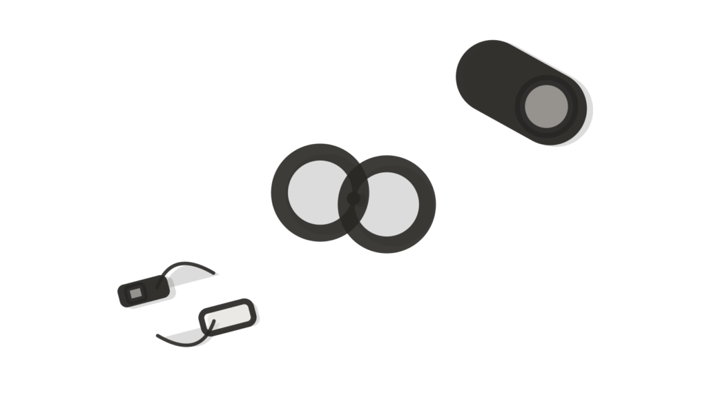 A brass tray exchanging paper tickets beside a chain link and a toggle, showing tickets being tagged.
