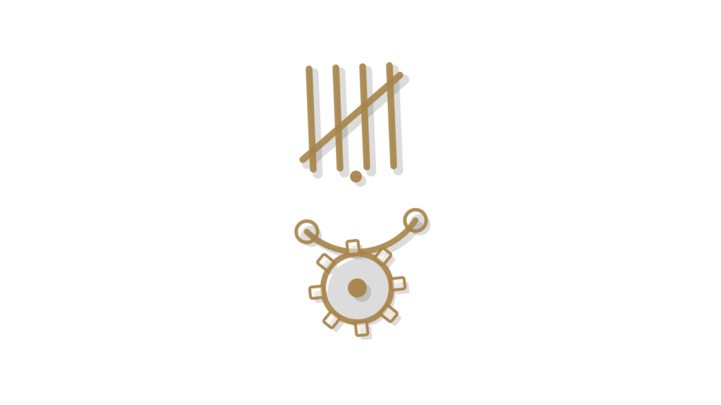 A sliced box with compartments receiving a row of brass nodes, showing tickets sorted into the right group.
