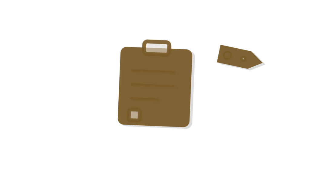Clipboard and luggage tag centered together, representing a processed travel cancellation.