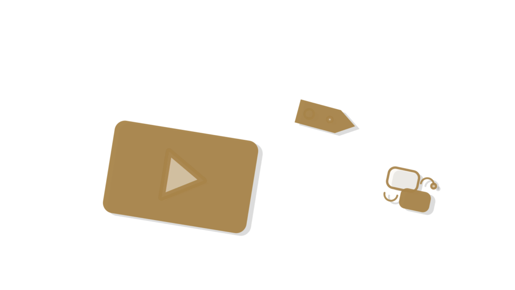 Video frame, luggage tag and cursor shape arranged together, standing in for a seasonal destination campaign drafted.