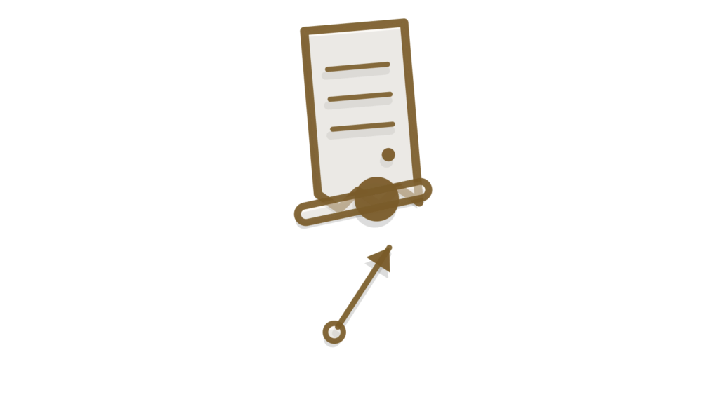 A sliced receipt beside a brass slider and a ticked checklist, showing an upgrade offer ready for approval.