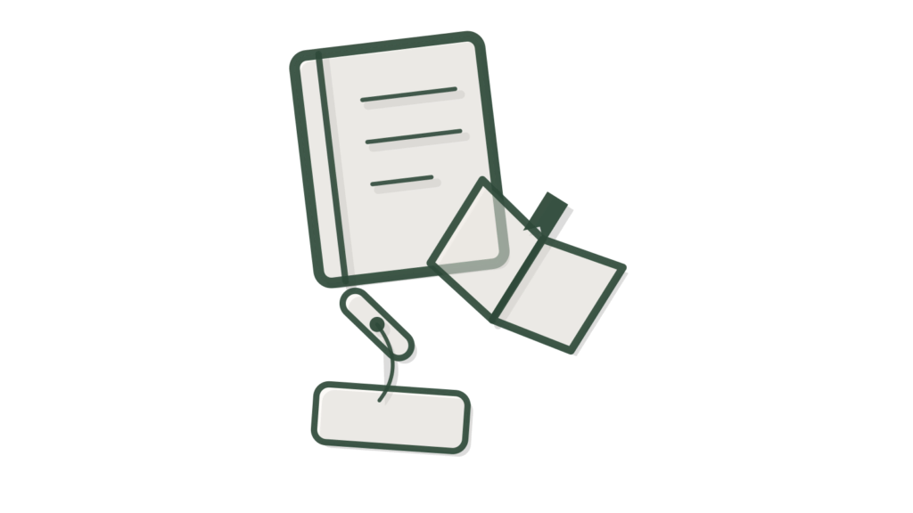 A notebook, desk bell and course cards with a pencil across them, showing enquiries and learners called back each term.