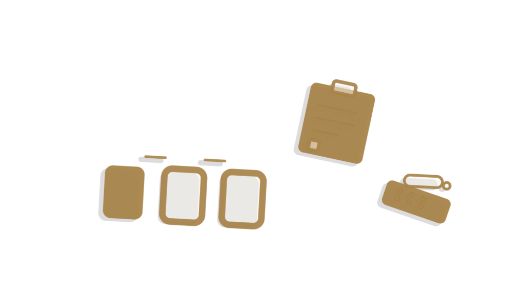 Angled desk phone and clipboard with a second phone behind, representing new leads being called and scored.